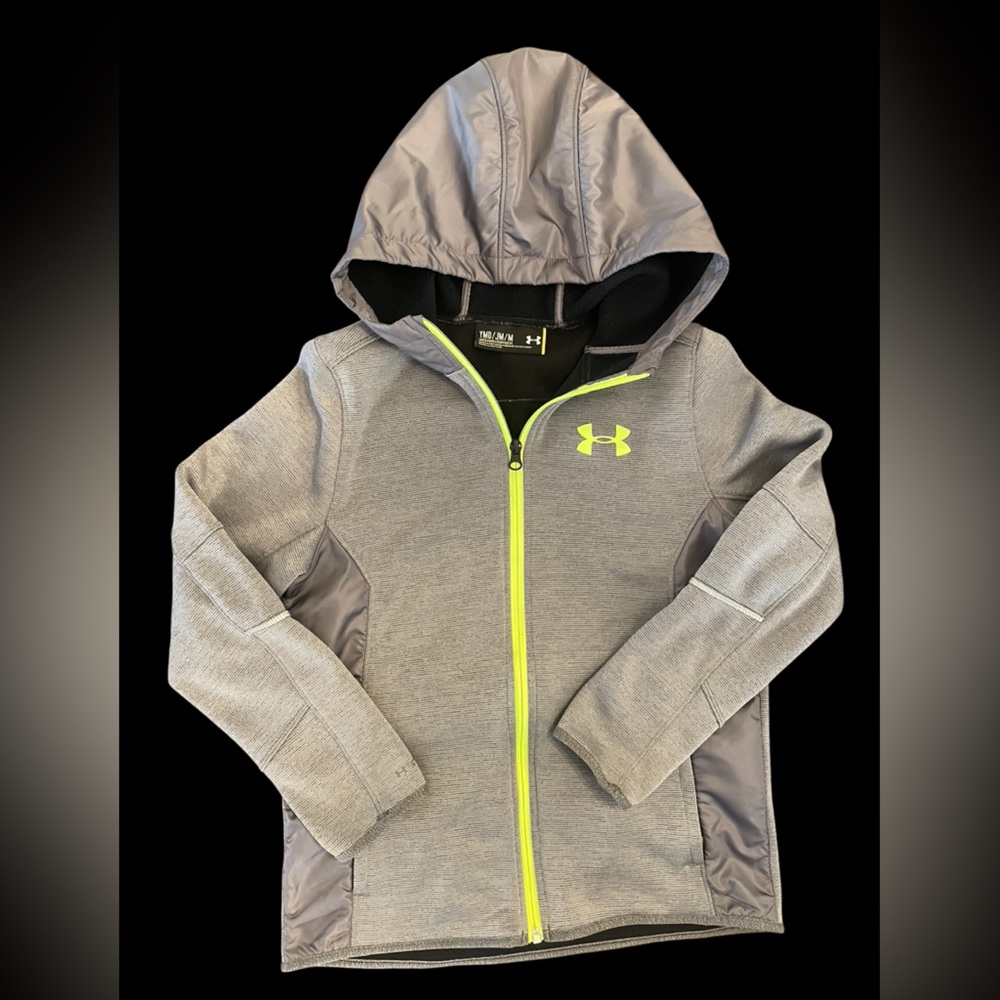 Under Armour Storm1 Youth Medium  Performance Zip Up Hoodie Gray/Neon